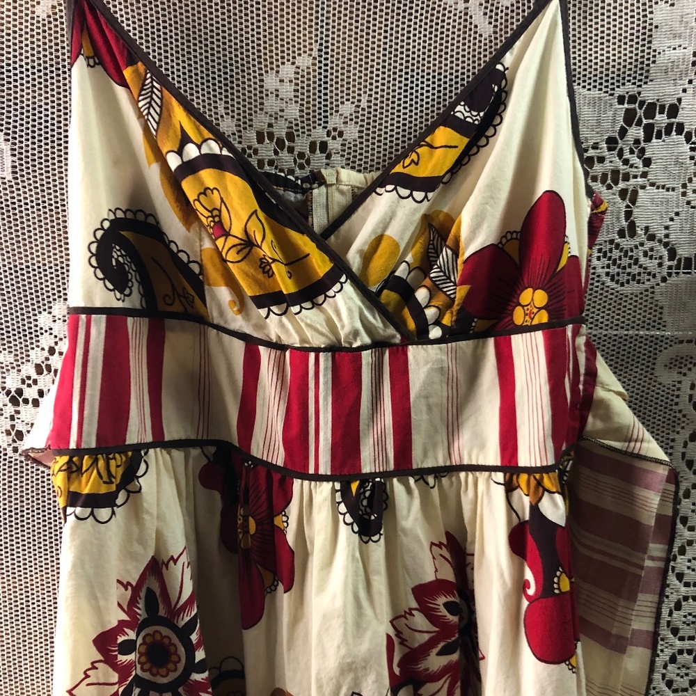 Big Bow Red/Gold Flower Sundress